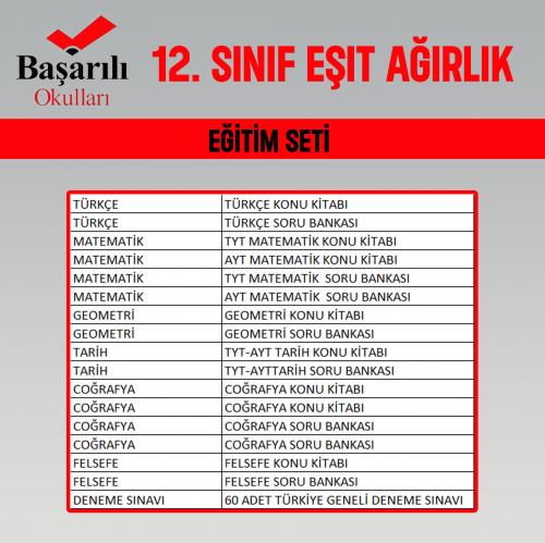 12. SINIF EŞİT AĞIRLIK EĞİTİM SETİ