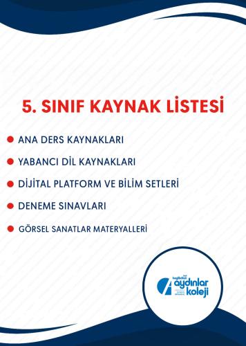 5. SINIF EĞİTİM SETİ (ÖZEL BEYLİKDÜZÜ AYDINLAR KOLEJİ)