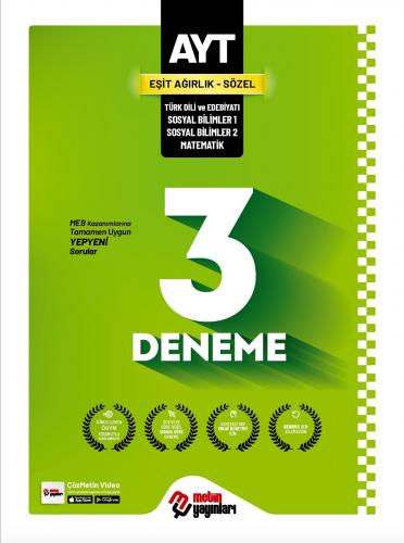 AYT Eşit Ağırlık ve Sözel 3 Deneme Metin Yayınları