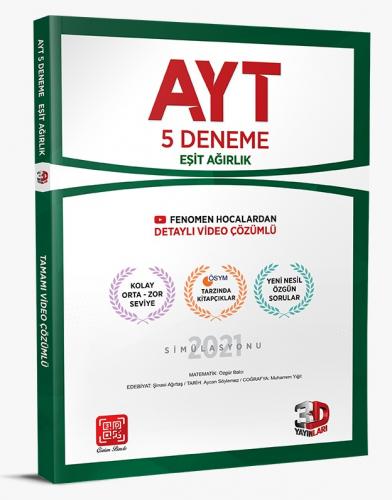 3D Yayınları AYT 5'li Eşit Agırlık Deneme Tamamı Video Çözümlü