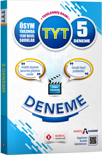 TYT Video Çözümlü 5 Deneme Karekodlu Sonuç Yayınları
