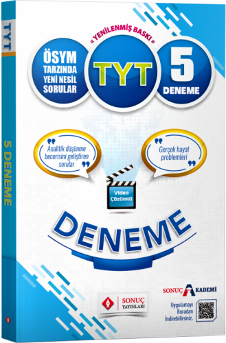 TYT Video Çözümlü 5 Deneme Karekodlu Sonuç Yayınları TYT Video Çözümlü 5 Deneme Karekodlu Sonuç Yayınları