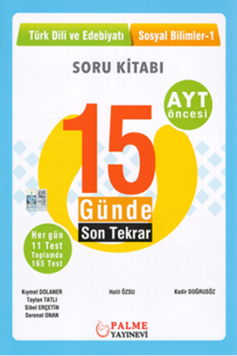 Yks AYT 15 Gün Son Tekrar T.Dili Ve Ed.Sosyal Bil.-1 Palme Yayınları